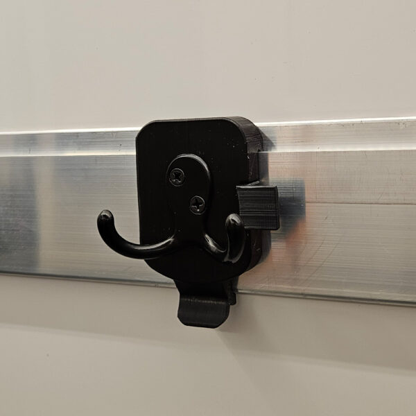 Coat hook is convenient to hook anywhere on the CORE rail. Easily accessible to hang your gear up and away for an organized and clean workspace.